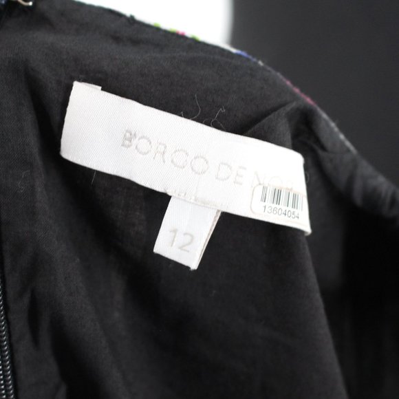 Borgo De Nor Anita Mini Dress Black Multicolor Lilly Print Ruffle Hem Belted 12 - Picture 8 of 9